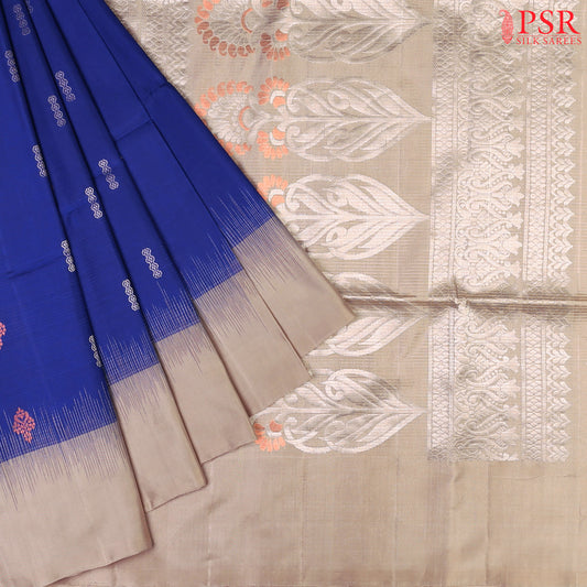 Radiate Elegance with PSR Silks’ Admiral Blue Soft Silk Saree!