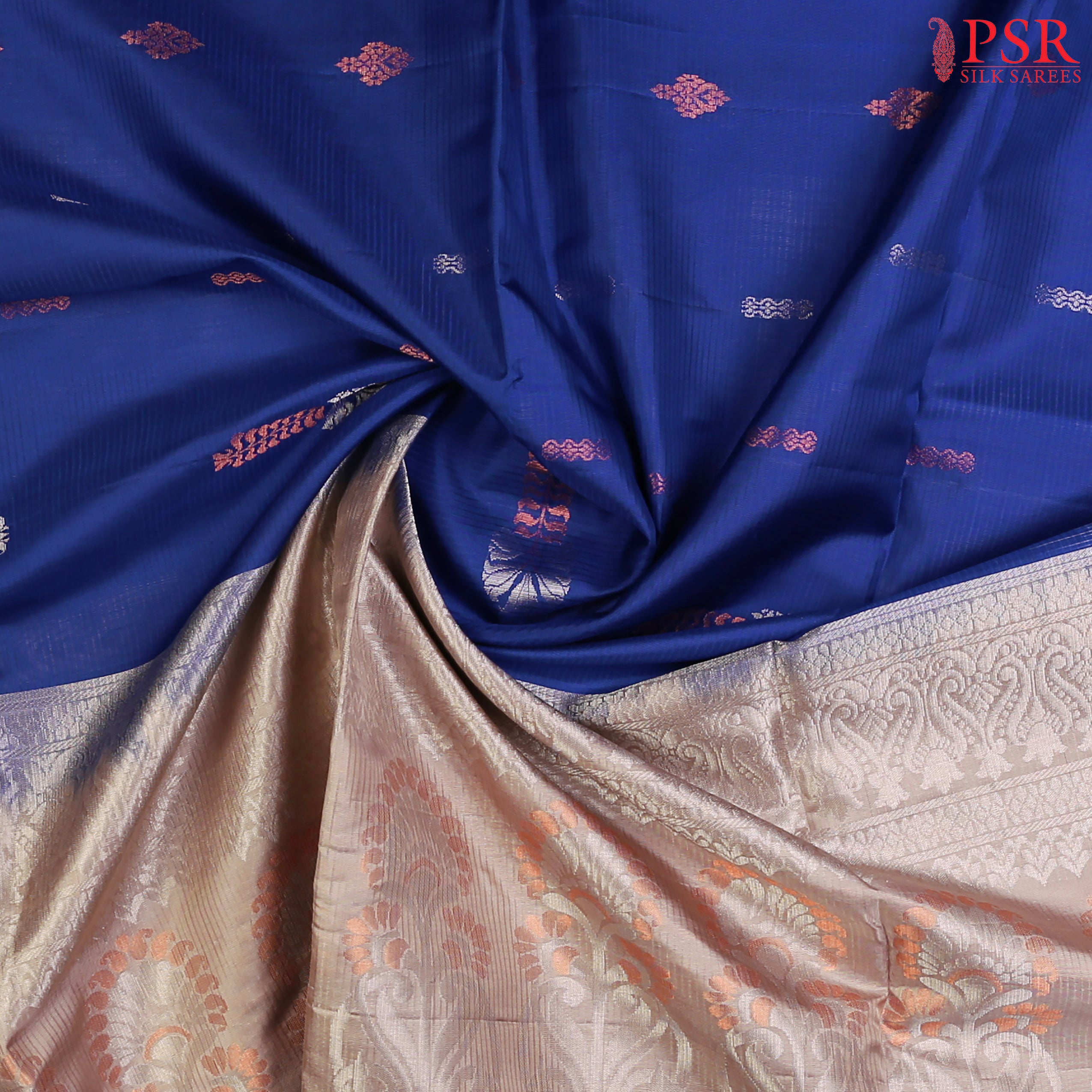 Radiate Elegance with PSR Silks’ Admiral Blue Soft Silk Saree!