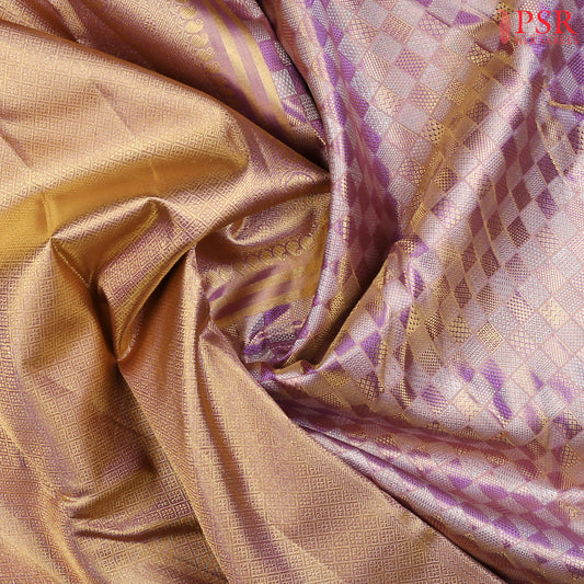 PSR Silk Sarees presents a breathtaking Amethyst Purple Kanchipuram Silk Saree, categorized under "Bridal Kanjivaram"—a perfect blend of luxury and tradition