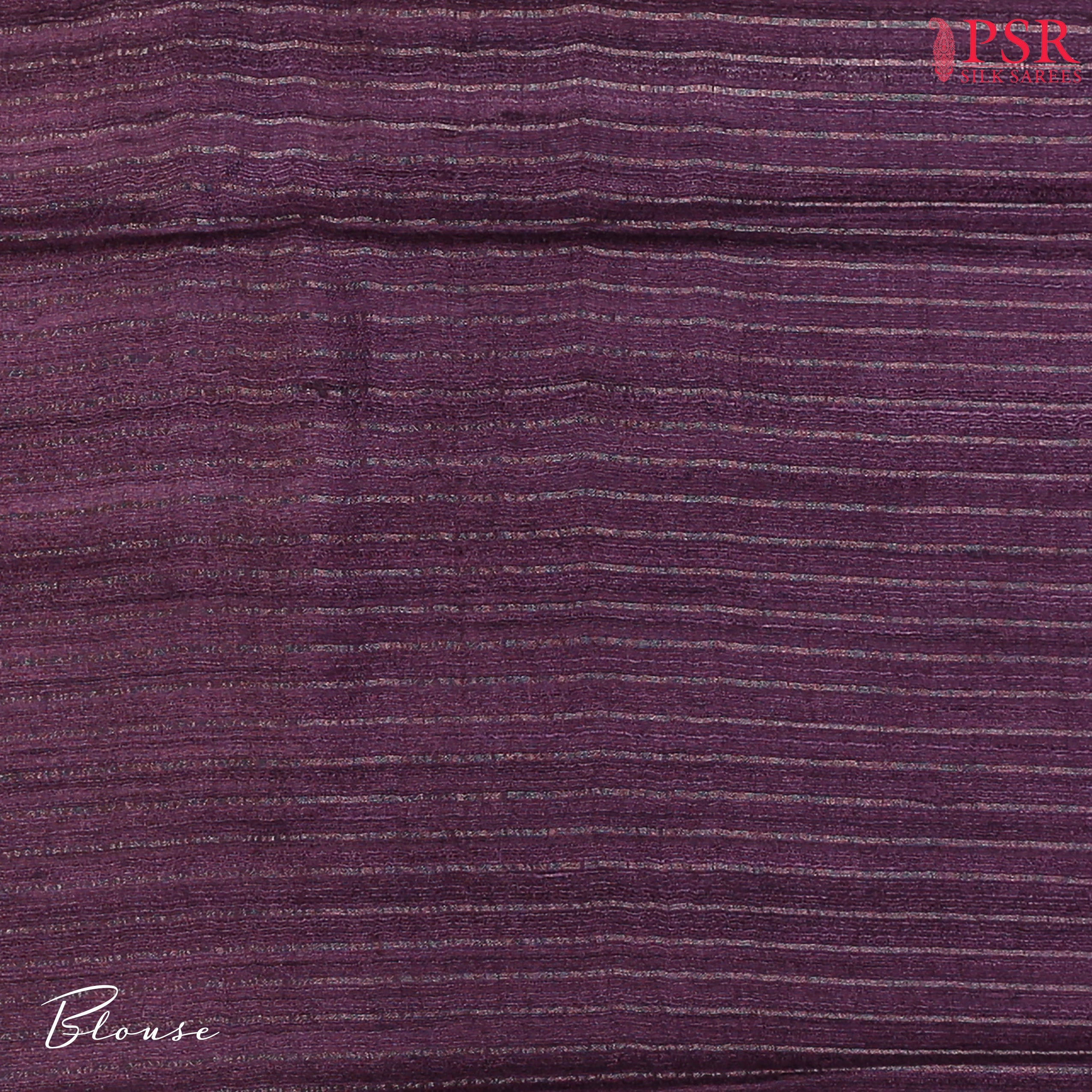 Beige Kadhi Tussar Silk Saree featuring purple floral prints, Olive Grove tessellation designs, and a checkered pallu with a Purple tissue-striped blouse.