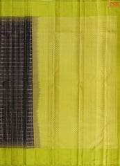 PSR Silks presents a Black Fancy Kanchipuram Silk Saree, elegantly paired with a striking Chartreuse Green combination. A timeless blend of tradition and grace!