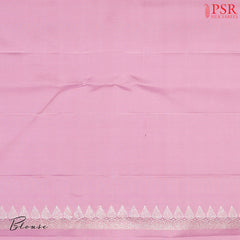 Black Kanchipuram Silk Saree from "Shrestha Kanjivaram" with Copper Zari Paisley Motifs, Kobi Pink Zari Pallu & Plain Blouse – PSR Silks