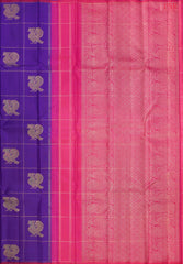 This Blue Violet & Magenta Pink Kanchipuram Silk Saree from PSR Silk Sarees is an exquisite addition to the Shrestha Kanjivaram collection