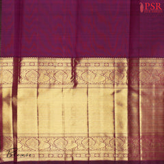 Burgundy Kanchipuram Silk Saree with Golden Zari Checks, Mayura & Chakra Motifs – Bridal Kanjivaram Collection by PSR Silks