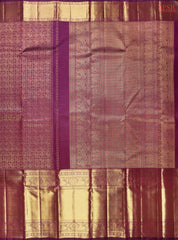 Burgundy Kanchipuram Silk Saree with Golden Zari Checks, Mayura & Chakra Motifs – Bridal Kanjivaram Collection by PSR Silks