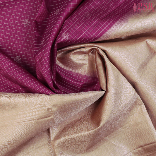 Wrap yourself in the enchanting beauty of our Burgundy&nbsp;Soft Silk Saree, paired with a&nbsp;striking Stone Beige&nbsp;combination. 