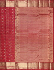 PSR Silks presents a Carmine Red Fancy Kanchipuram Silk Saree, elegantly paired with a zari checks pattern. A timeless blend of tradition and grace