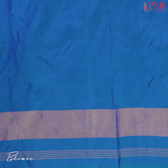 "Unveil the charm of tradition with PSR Silks’ Cerulean Blue Ikkat Pochampally Pure Silk Saree!