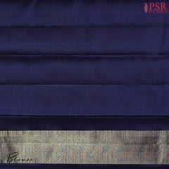 a regal Dark Blue Kanchipuram Silk Saree, categorized under "Shrestha Kanjivaram", a true testament to timeless elegance