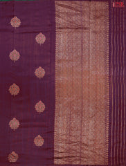 PSR Silks proudly presents a regal Dark Byzantium Purple&nbsp;Banaras Jute Silk Saree, paired with a rich Dark Green combination.