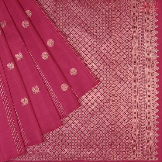 Deep Cerise Kanchipuram Silk Saree from PSR Silk Sarees is a mesmerizing piece from the Smartika Kanjivaram collection