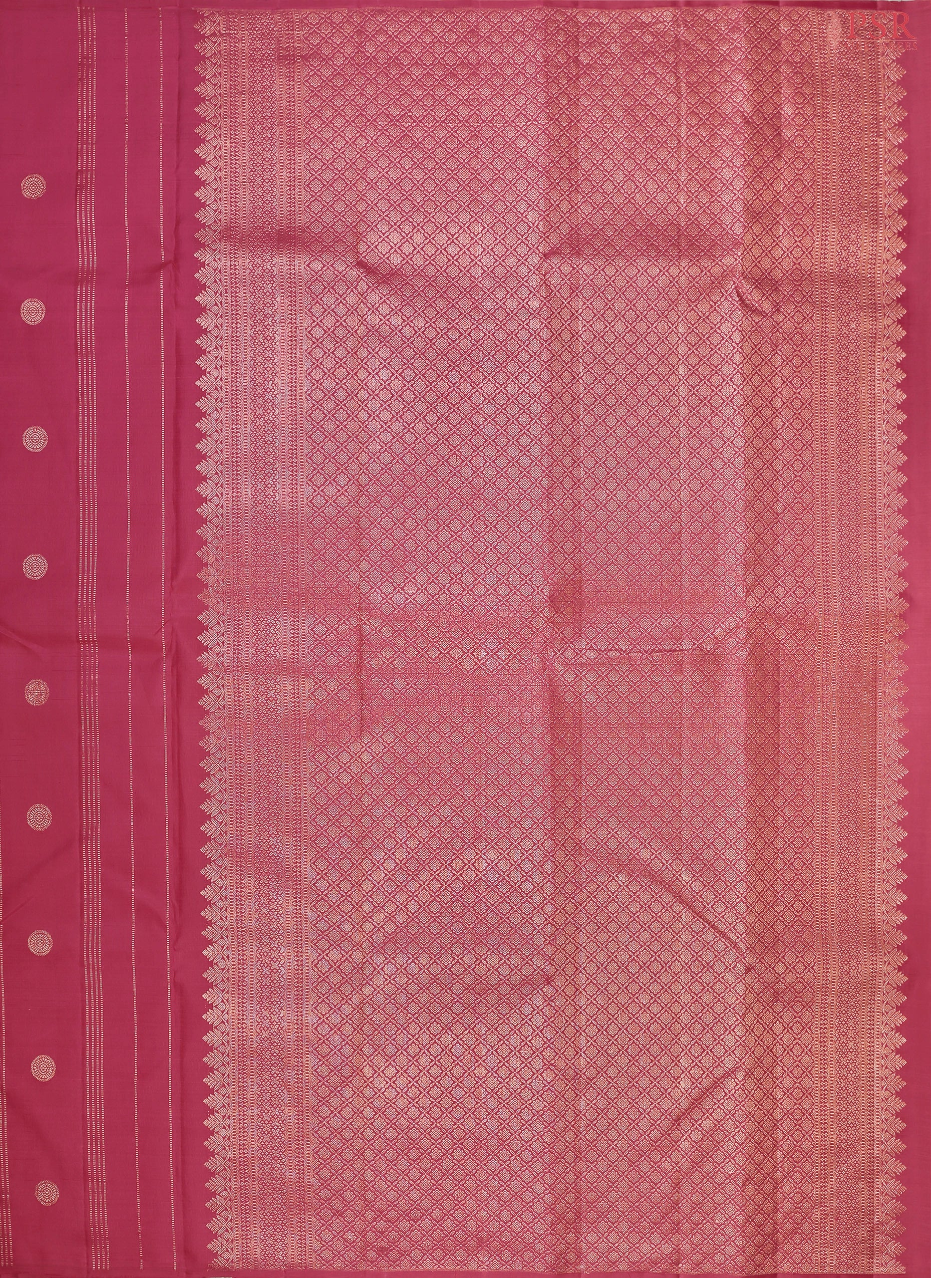 Deep Cerise Kanchipuram Silk Saree from PSR Silk Sarees is a mesmerizing piece from the Smartika Kanjivaram collection