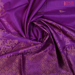 Drape yourself in tradition with our Dark Purple&nbsp;Soft Silk Saree, exquisitely woven with copper zari motifs that exude timeless charm. 