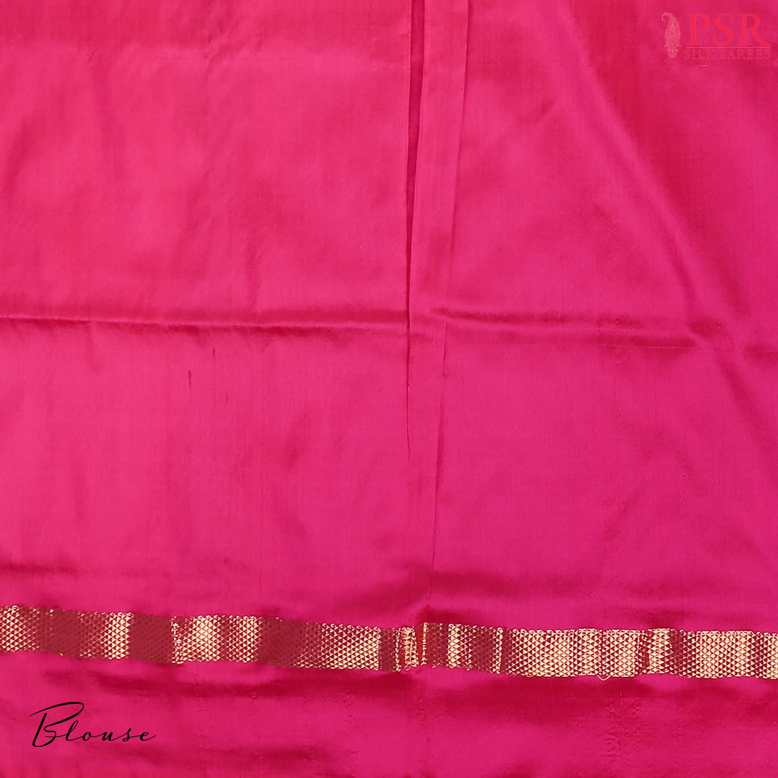 This Dark Slate Grey &amp; Hot Pink Pochampally Silk Saree from PSR Silk Sarees is a statement of elegance and tradition.