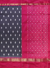 This Dark Slate Grey &amp; Hot Pink Pochampally Silk Saree from PSR Silk Sarees is a statement of elegance and tradition.