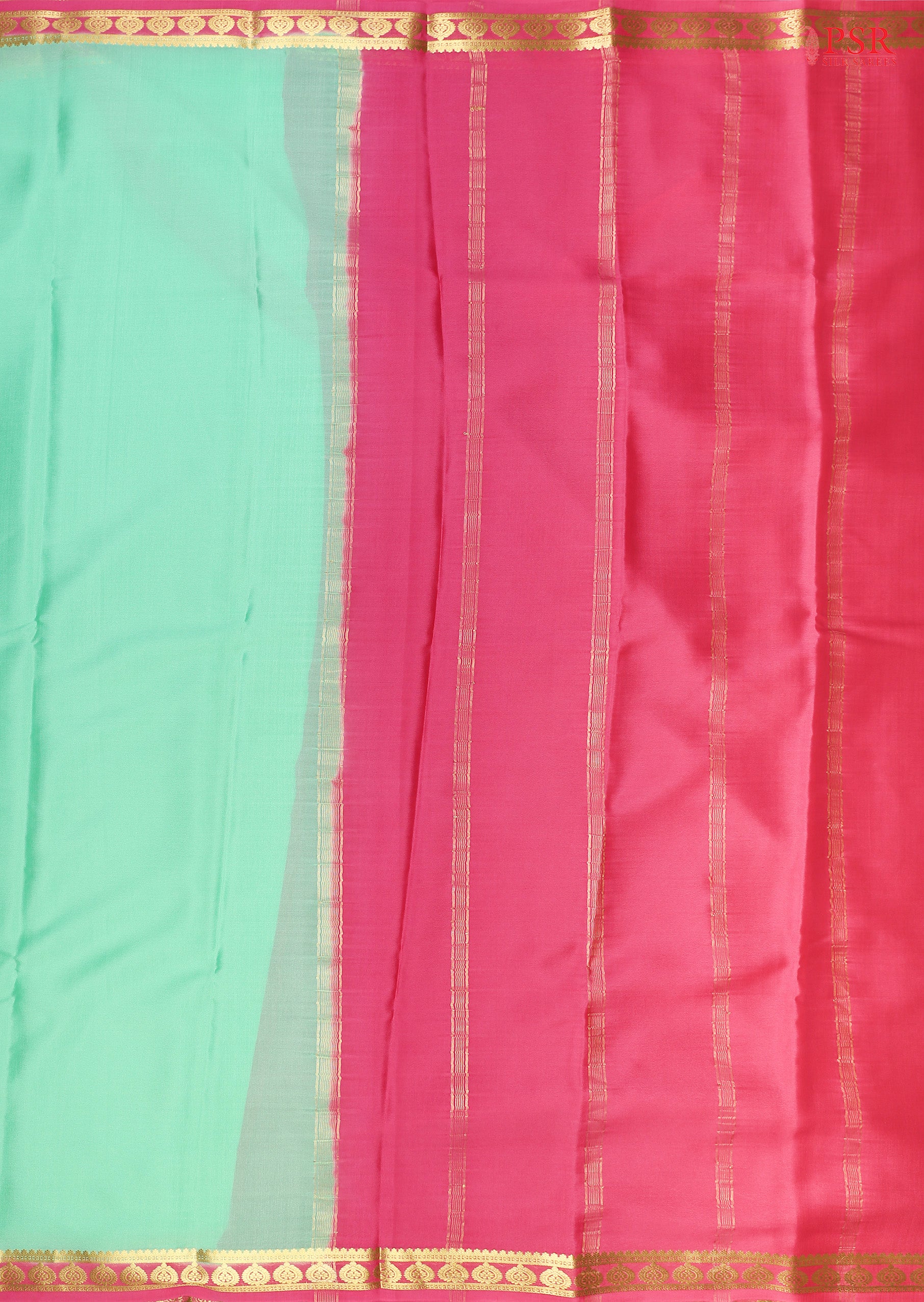 This De York Green &amp; Pink Mysore Silk Saree from PSR Silk Sarees is a graceful addition to your ethnic collection