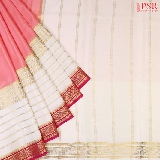 PSR Silks Exclusive Flamingo Pink Mysore Silk Saree&nbsp;