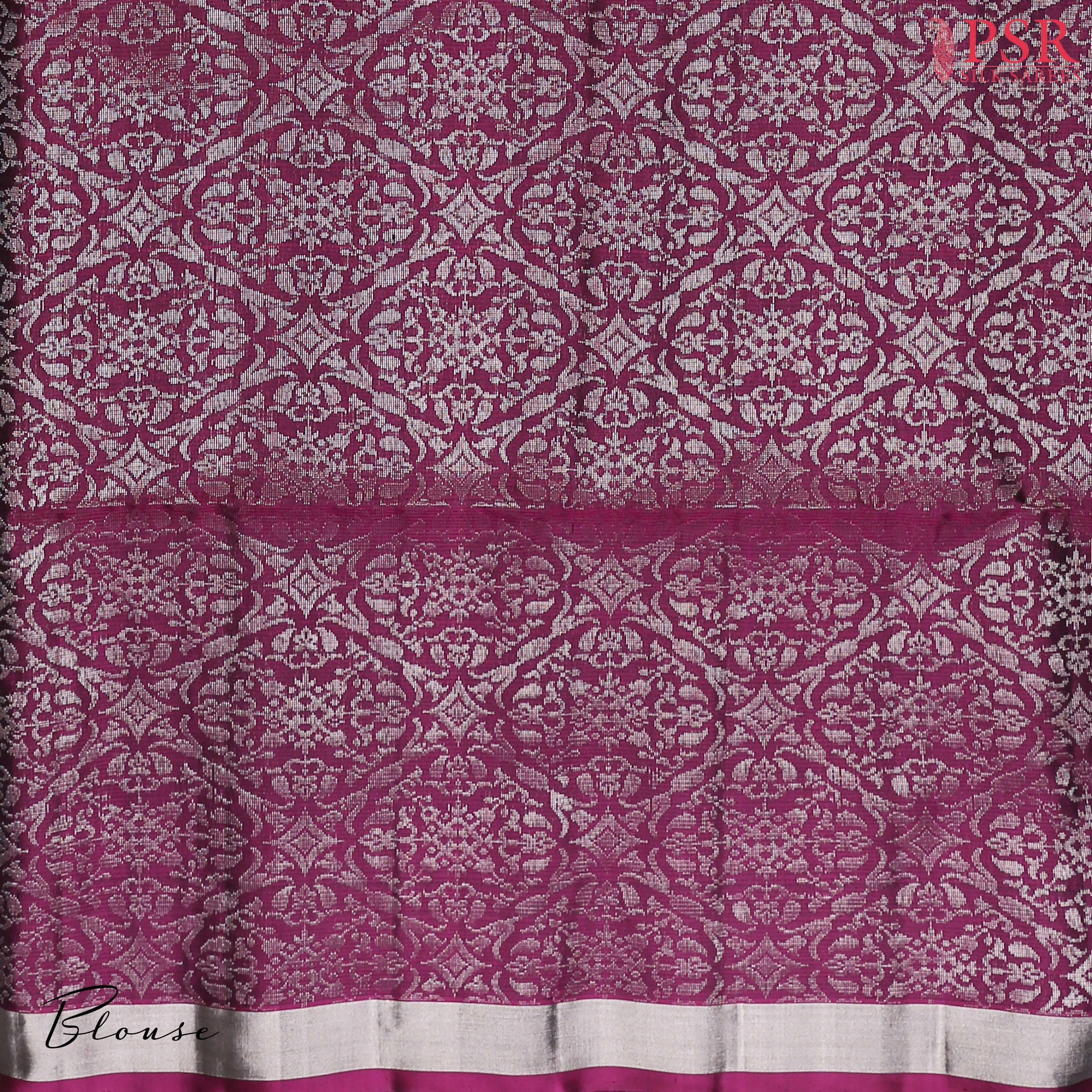 Drape yourself in sophistication with our Grey Soft Silk Saree, beautifully paired with a Tyrian Purple combination. 