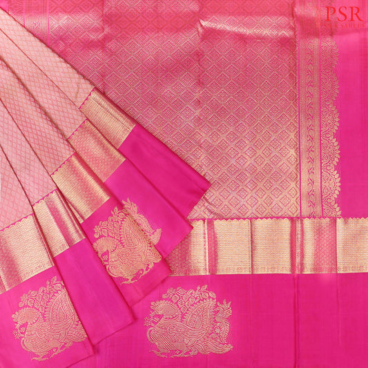 Dark Peach Kanchipuram Silk Saree