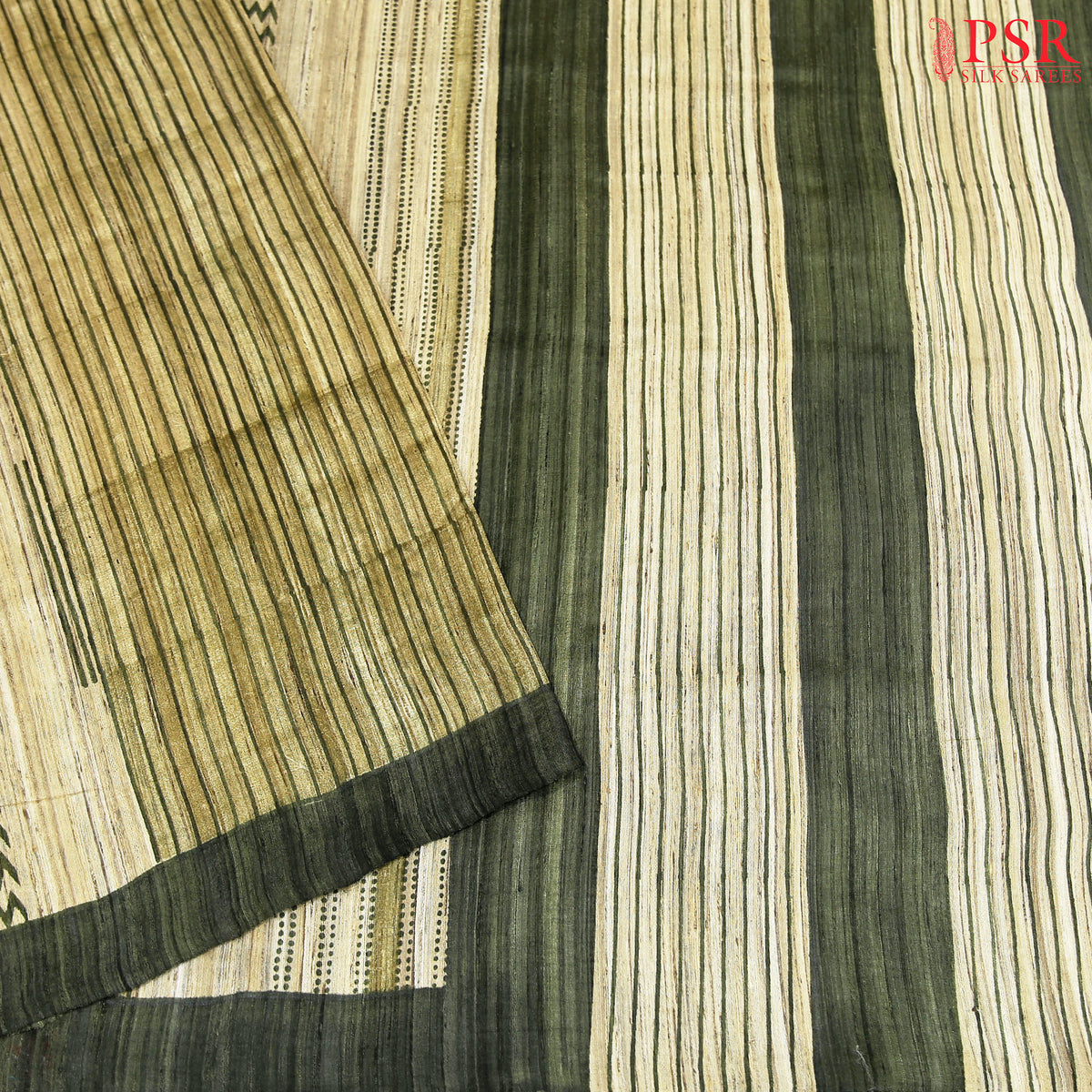 Ghicha Tussar - Beige & Green