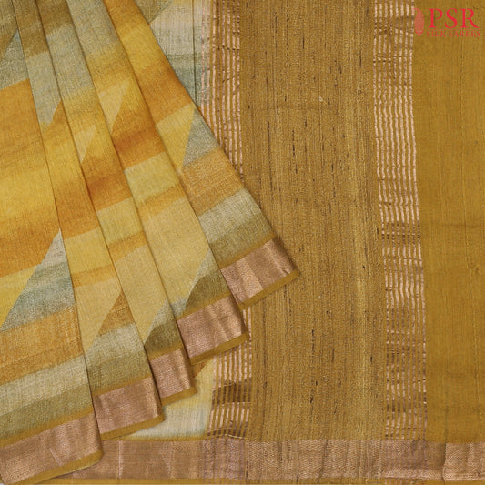 Mustard Yellow Kadhi Tussar Silk Saree