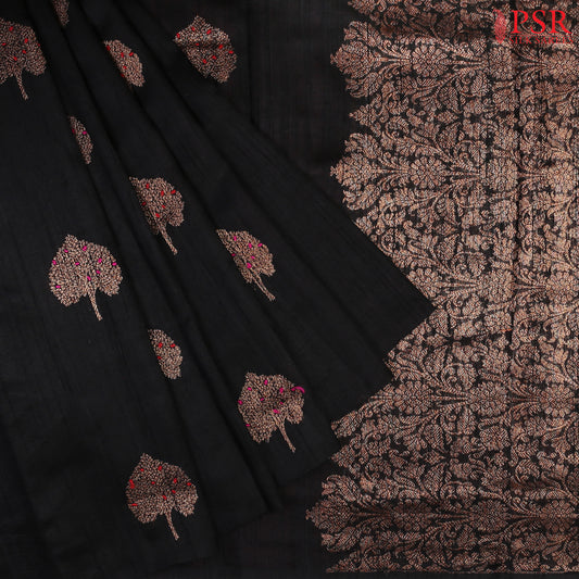 Black Banaras Jute Silk Saree