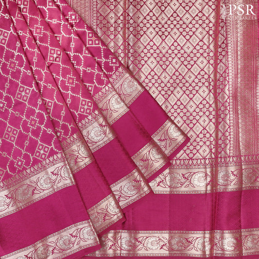 Berry Magenta Chiniya Silk Saree