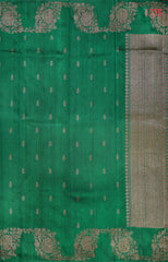 Emerald Green Banaras Jute Silk Saree