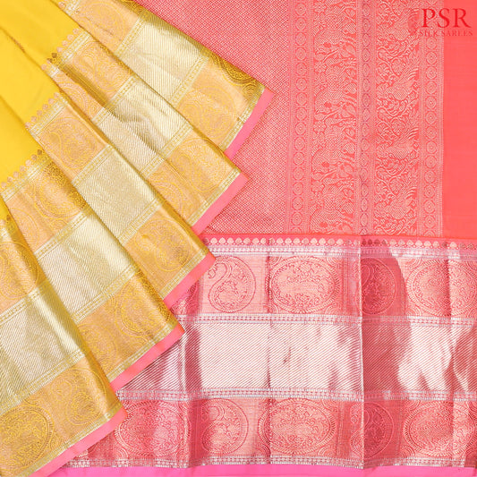 Canary Yellow Kanchipuram Silk Saree