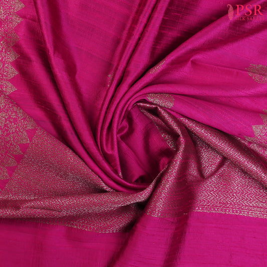 Magenta Pink Banaras Jute Silk Saree