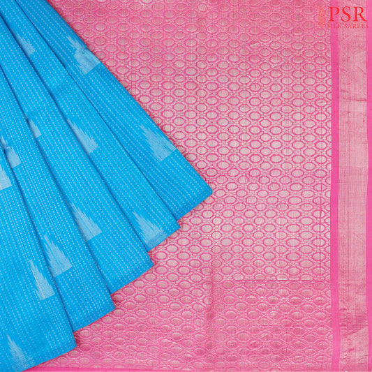 Cerulean Blue Jute Soft Silk Saree