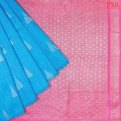 Cerulean Blue Jute Soft Silk Saree