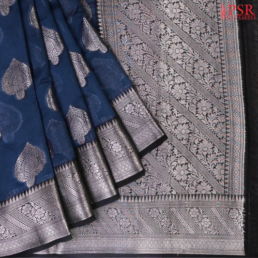 Prussian Blue Chanderi Silk Cotton Saree