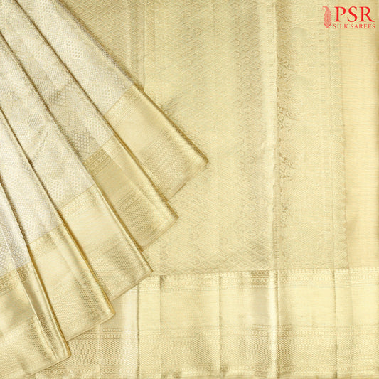 Golden Beige Kanchipuram Silk Saree