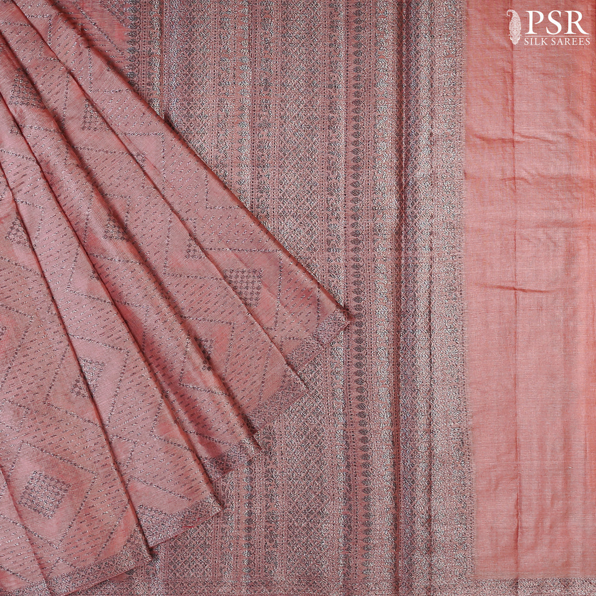 Candlelight Peach Banaras Tussar Silk Saree