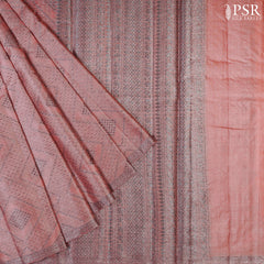 Candlelight Peach Banaras Tussar Silk Saree