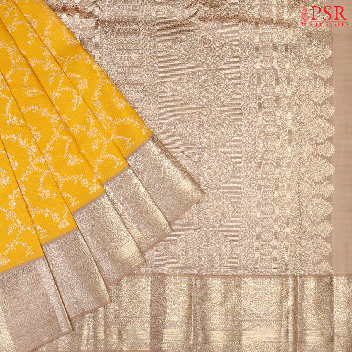 Yellow Fancy Kanchi Silk Saree