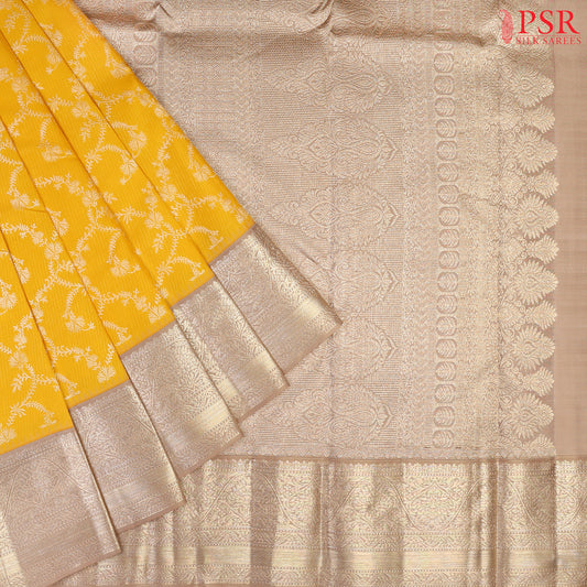 Yellow Fancy Kanchi Silk Saree