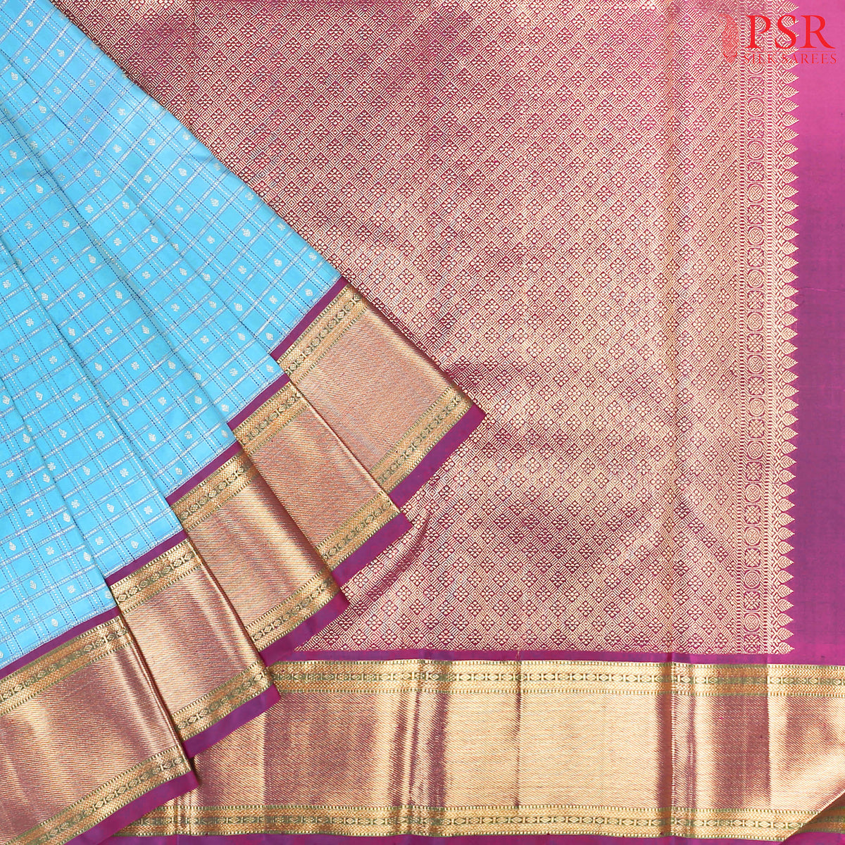 Capri Blue Kanchipuram Silk Saree