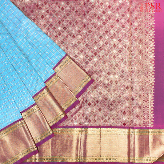 Capri Blue Kanchipuram Silk Saree