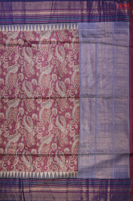 Mulberry Purple Kadhi Tussar Silk Saree