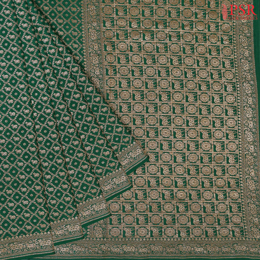 Emerald Green Georgette Silk Saree