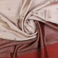 Pearl Beige Banaras Jute Silk Saree