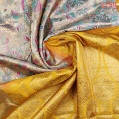 Turquoise Grey Bridal Kanjivaram Silk Saree