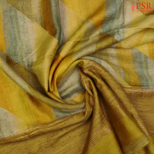 Mustard Yellow Kadhi Tussar Silk Saree