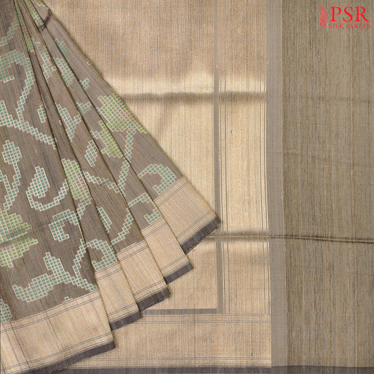 Greige Grey Banarasi Jute Silk