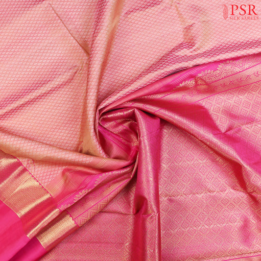 Dark Peach Kanchipuram Silk Saree