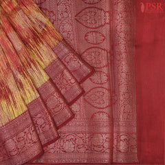 Maroon Chiniya Silk Saree