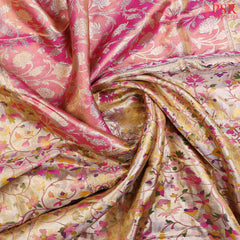 Golden Pink Bridal Kanjivaram Silk Saree