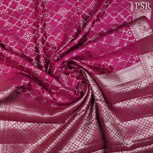 Berry Magenta Chiniya Silk Saree